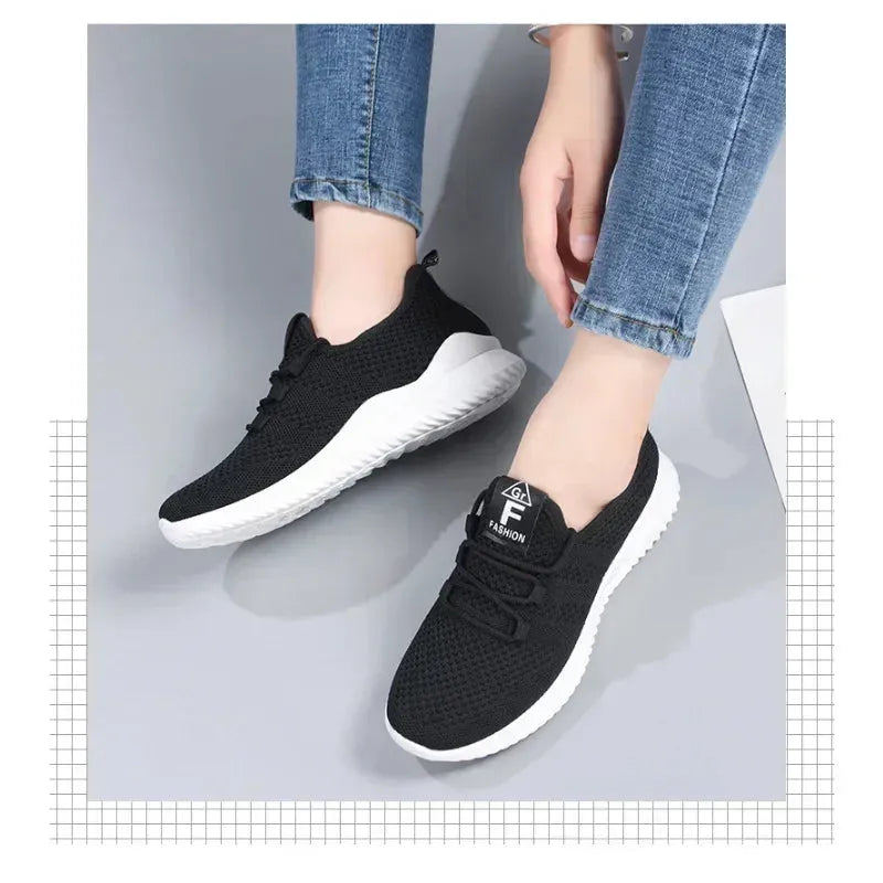 Women's Casual Sneakers Summer Comfortable Breathable Platform Shoes Fashion Women Versatile Lace-up Shoe - Shop & Buy