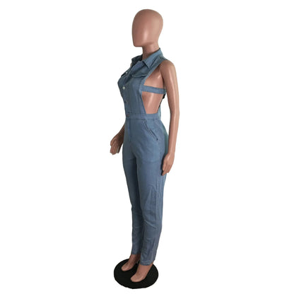 Women's Slim Fit Denim Jumpsuit, Club Outfits, Fashion - Shop & Buy