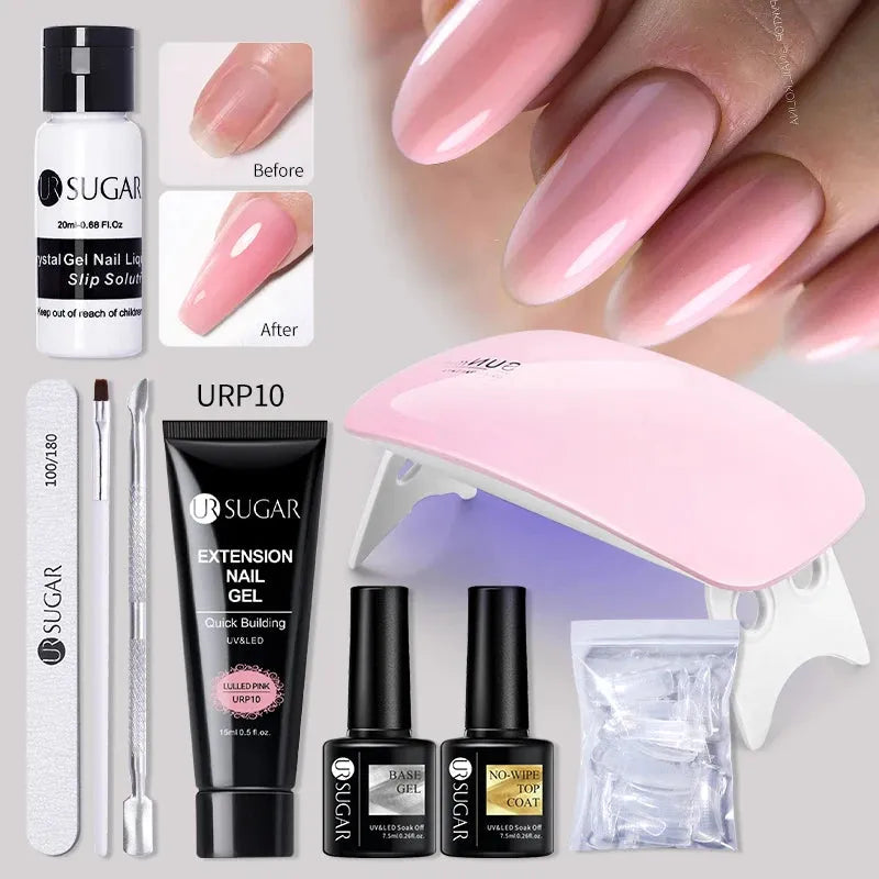 Acrylic UV Gel Extension Nail Gel Kit Nude Glitter Color Fast Building Gel Nail Polish All For Manicure Nail Art Design - Shop & Buy