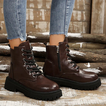 Women's Winter Warm Thick Plush Ankle Boots Plus Size Fashion Platform Combat Boots - Shop & Buy