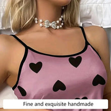 Load image into Gallery viewer, Women Pajamas Sleepwear Pajama Set Camisole Shorts Pink S M L Heart Print Scoop Neck
