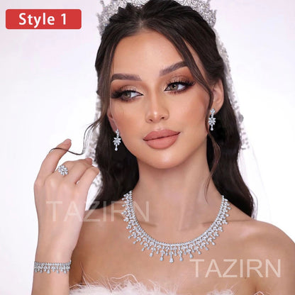 5A Cubic Zirconia 2/4PCS Jewelry Set For Women Wedding Party Luxury Crystal Jewelry Accessories