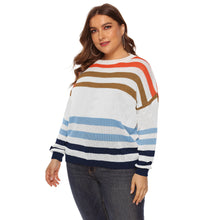 Load image into Gallery viewer, Winter Stripe Plus Size Sweater Women O-Neck Large Pullover Ladies Casual Loose Oversize Jumper Big Jerseys Curvy Knitwear
