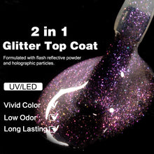 Load image into Gallery viewer, Aurora Top Coat UV Gel Nail Polish 15ML Flash Chrome Pigment Nail Art Finish Topcoat Semi Permanent Glitter Gellak
