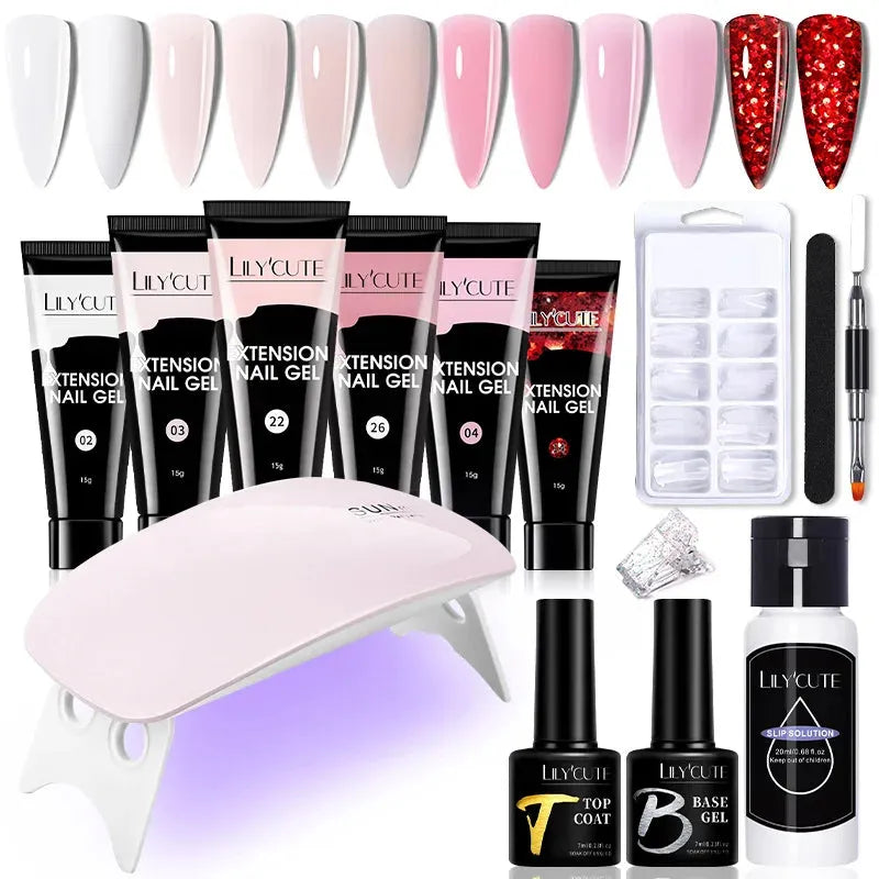 Nail Gel Set 6W LED Lamp Full Manicure Set Vernis Semi Permanent Quick Extension Nail Kit Gel Set For Nails Tool Kit - Shop & Buy