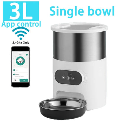 Smart APP Cat Feeder Cat Timing Feeder With Double Meal Pet Dog Food Automatic Dispenser Suitable Small Cats Dogs Remote Feeding