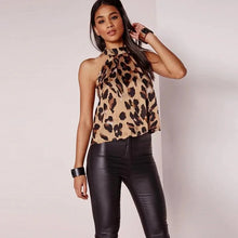 Load image into Gallery viewer, Sexy Off Shoulder Leopard Blouse Chiffon Women Halter Tops
