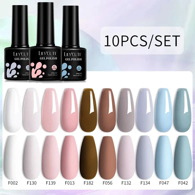 10PCS/Set Gel Nail Polish Brown Earth Coffee Color Series Gel Semi Permanent UV LED Gel Nail Art Soak Off Nail Gel Set - Shop & Buy