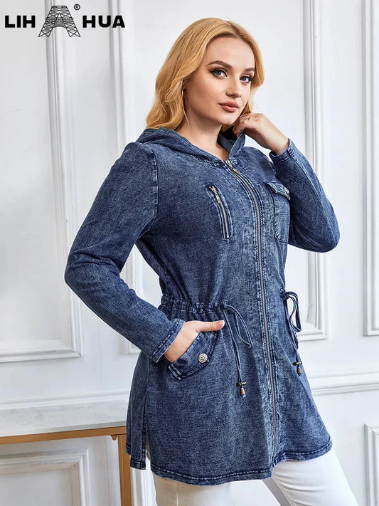 Women's Plus Size Denim Jacket Autumn Chic Elegant Jacket For Chubby Women - Shop & Buy