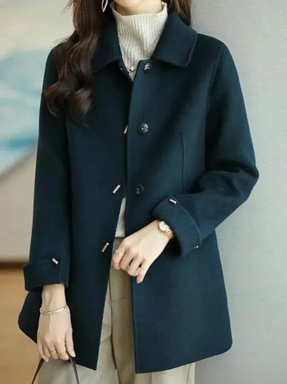 Woolen Coat Women Jacket Windbreakers Overcoat Loose Fashion Office Lady Single Breasted Pocket Warmth Autumn Winter Topcoat - Shop & Buy