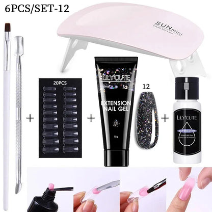 Nail Gel Set 6W LED Lamp Full Manicure Set Vernis Semi Permanent Quick Extension Nail Kit Gel Set For Nails Tool Kit - Shop & Buy