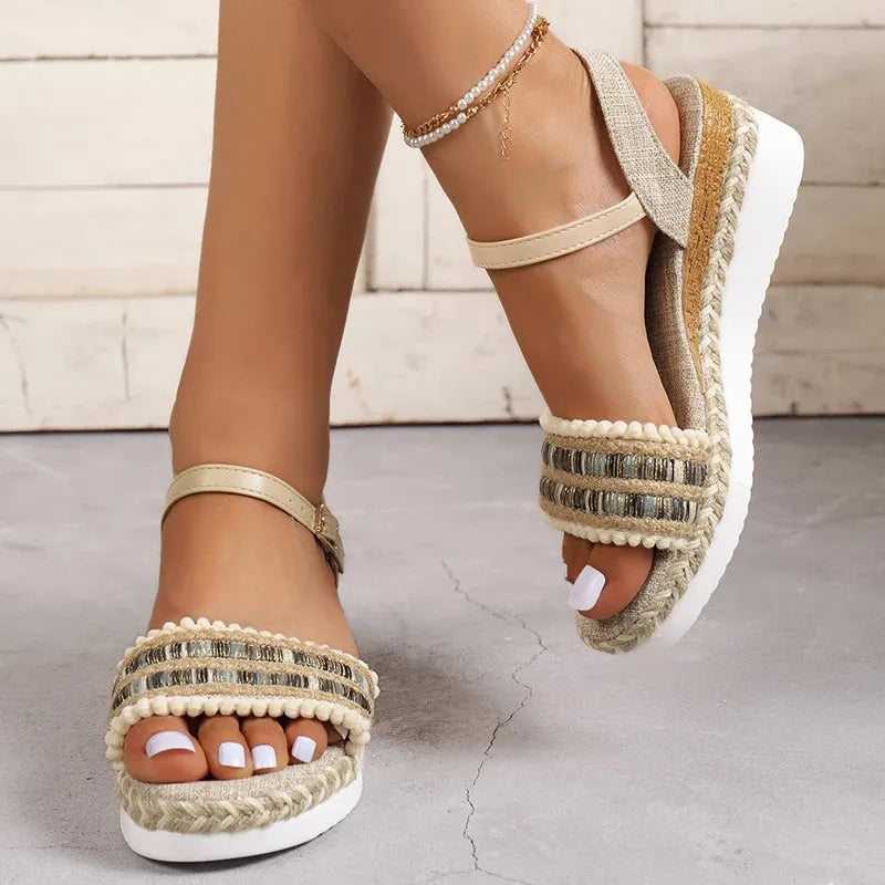 Women's Wedges Espadrilles Sandals Summer Non Slip Platform Roman Sandals - Shop & Buy