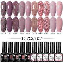 Load image into Gallery viewer, 10Pcs/set Nude Gel Polish Kit For Manicure Spring Colors Nail Gel Popular Set Soak Off UV LED Lamp Nail Art Design
