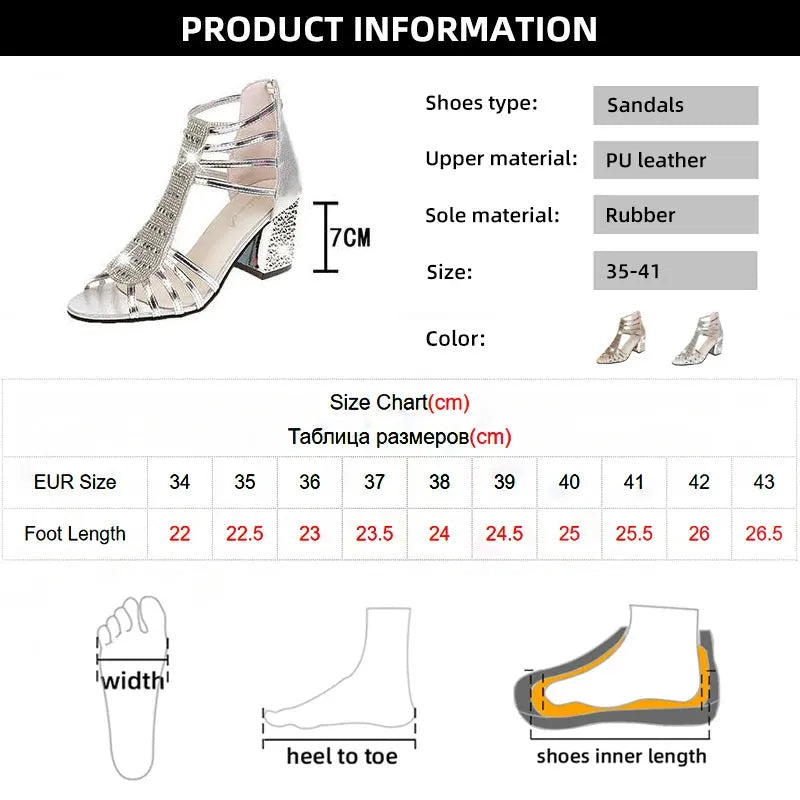 Women's Peep Toe Strappy Gladiator Sandals Gold Silver High Heels Sandals Woman Shining Crystal Wedding Shoes - Shop & Buy