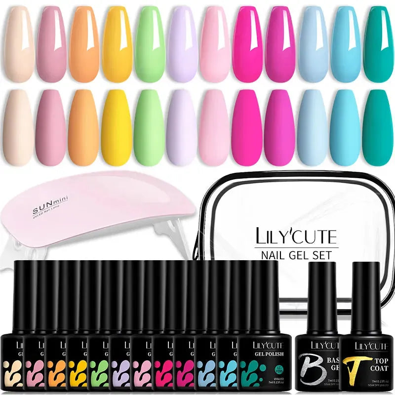 12PCs 7ml Spring Macaron Nail Gel Polish Set Semi Permanent UV Gel For Manicure Soak Off Gel Nail Polish Kit Varnishes - Shop & Buy