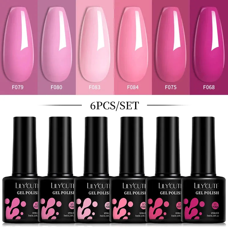 6Pcs/Set Macaron Color Gel Nail Polish Set Kit Spring 6 Colors UV LED Nail Art Gel Vernis Semi Permanent Base Top Coat - Shop & Buy