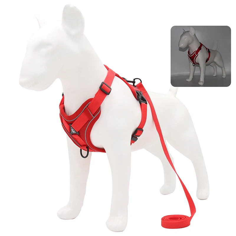 Dog Harness Leash Set Adjustable Pet Chest Strap For Small Medium Dogs Cats Reflective Puppy Harness Vest French-Bulldog York