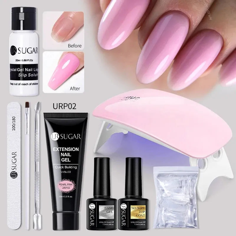 Acrylic UV Gel Extension Nail Gel Kit Nude Glitter Color Fast Building Gel Nail Polish All For Manicure Nail Art Design - Shop & Buy