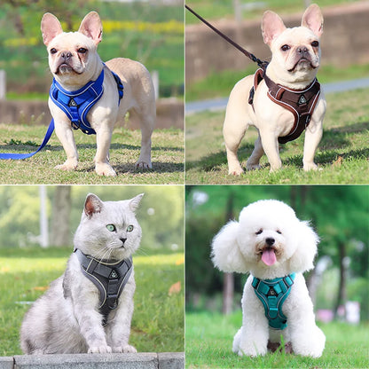 Dog Harness Leash Set Adjustable Pet Chest Strap For Small Medium Dogs Cats Reflective Puppy Harness Vest French-Bulldog York