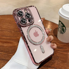 Load image into Gallery viewer, New Crystal Diamond Clear Case For iPhone 16 15 13 14 Pro Max Plus Bling Sparkly Magsafe Magnetic Wireless Charging Cover
