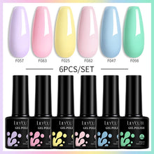 Load image into Gallery viewer, 6Pcs/Set Macaron Color Gel Nail Polish Set Kit Spring 6 Colors UV LED Nail Art Gel Vernis Semi Permanent Base Top Coat
