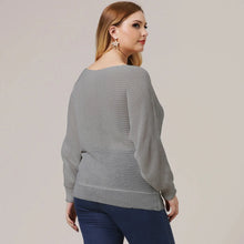 Load image into Gallery viewer, Winter Batwing Sleeve Plus Size Sweater Women Grey Large Pullover Ladies Loose Oversize Jumper Big Jerseys Curvy Knitwear
