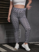 Load image into Gallery viewer, Plus Size Women&#39;s Retro Geometric Print Knit Leggings with Back Zipper Design Mid Waist Stretchy
