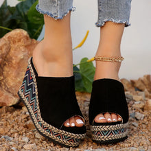 Load image into Gallery viewer, Summer Large Size Women&#39;s Sandals House Slippers Wedge Platform Slides Fashion Peep Toe Women Heels
