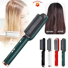 Load image into Gallery viewer, Multifunctional Hair Straightener Brush Negative Ion Hair Straightening Comb 2 In 1 Hair Curler Straightening Brush for Curly
