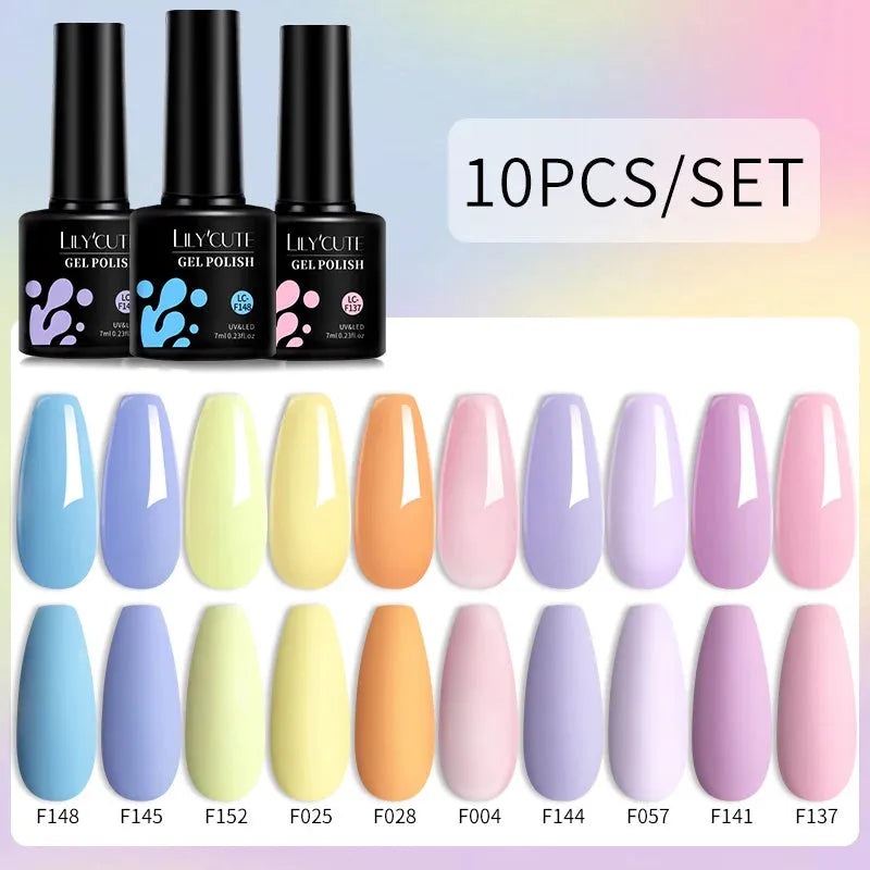 10PCS/Set Gel Nail Polish Brown Earth Coffee Color Series Gel Semi Permanent UV LED Gel Nail Art Soak Off Nail Gel Set - Shop & Buy