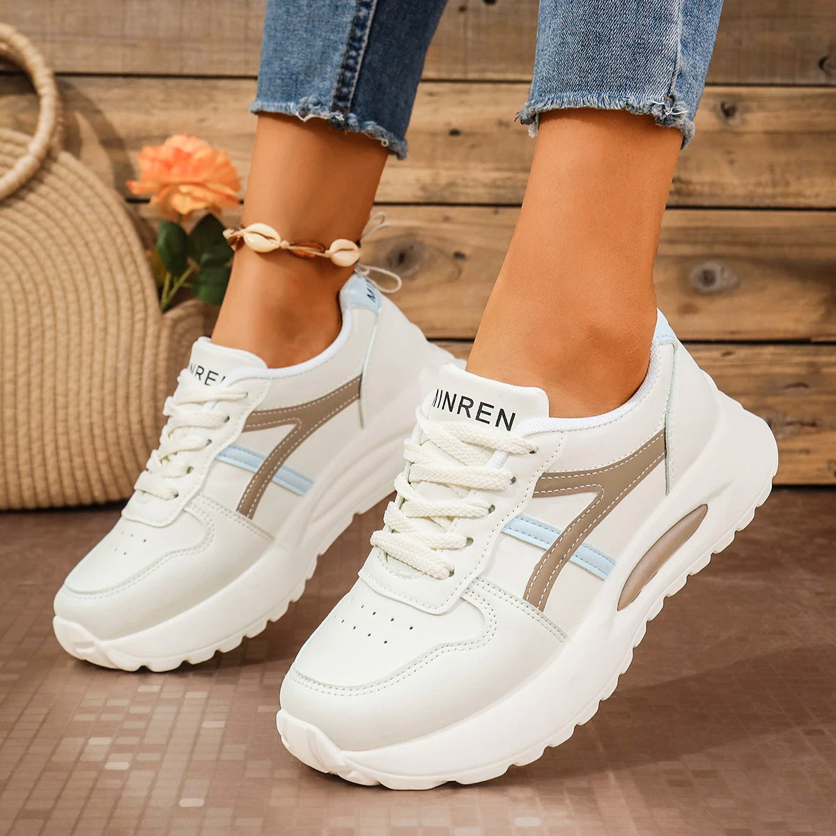 Women's Non Slip Chunky Sneakers Autumn Platform Sports Shoes for Women Fashion Thick Bottom Lace Up Walking Shoes