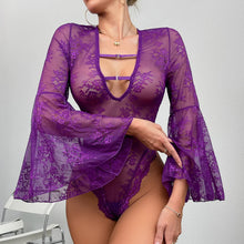 Load image into Gallery viewer, Kinky Bodysuit Fantasy Trumpet Sleeve Fetish Sexy Hot Lingerie Body Naked Erotic Costume Sissy See-Through Tights
