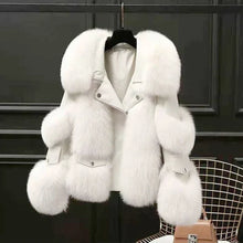 Load image into Gallery viewer, Notched Collar Faux Fur Jacket Women Coats Spliced Streetwear Vintage Casual Outerwears
