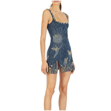 Load image into Gallery viewer, Women Glitter Print Sequins Spliced Mini Dress Sexy Backless Sleeveless Bodycon Sling Dresses
