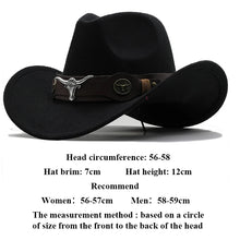 Load image into Gallery viewer, New Western Hat Men Women Cowboy Style Leather Hats Wool Chapeu Western Gentleman South States
