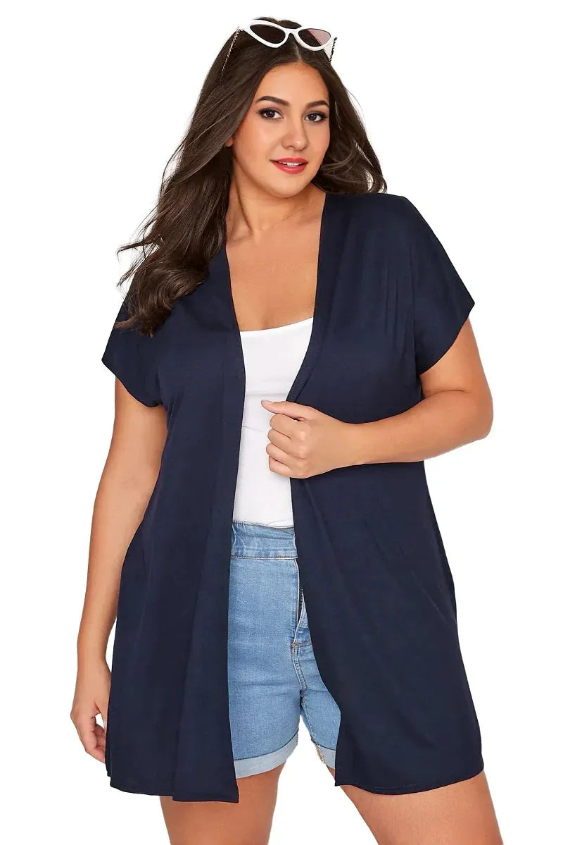 Womens Short Sleeve Plus Size Summer Kimono Cardigan Long Loose Open Front Large Size - Shop & Buy