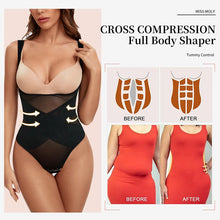 Load image into Gallery viewer, Thongs Bodysuit Shapewear Women Tummy Control Slimming Body Shaper Criss Cross Mesh Underwear Flat Belly Underbust Waist Trainer
