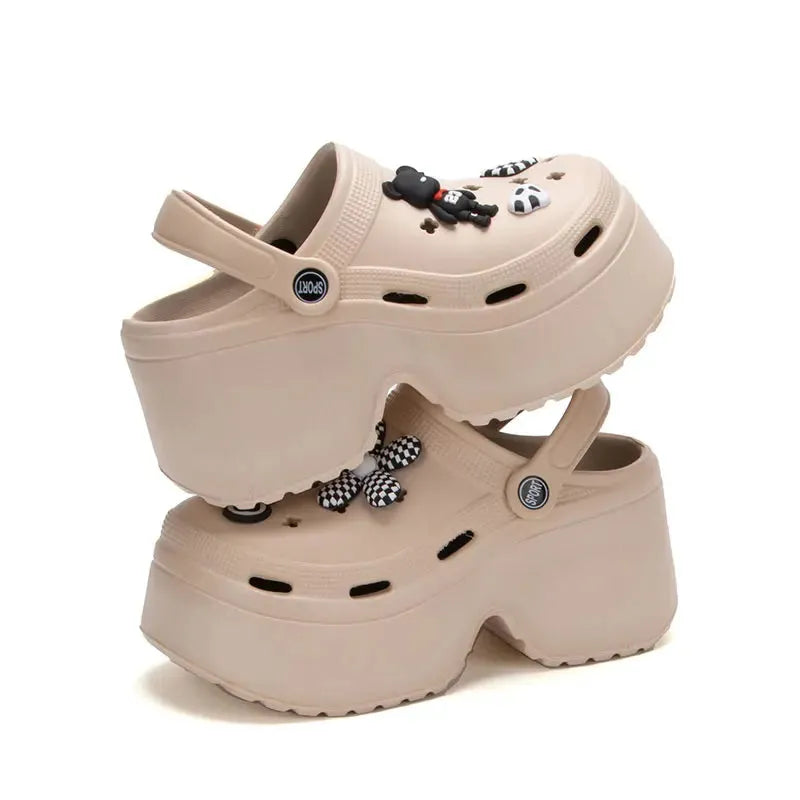 Women's Fashion Diy Clogs Platform Sandals Summer Thick Bottom Garden Shoes for Women Closed Toe Chunky Beach Slippers - Shop & Buy