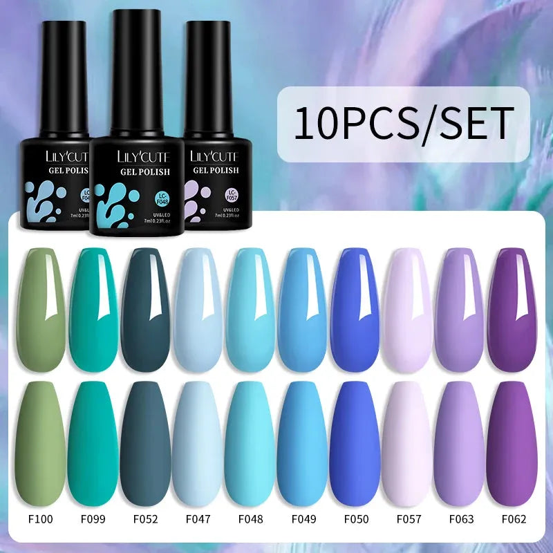 10PCS/Set Gel Nail Polish Brown Earth Coffee Color Series Gel Semi Permanent UV LED Gel Nail Art Soak Off Nail Gel Set - Shop & Buy