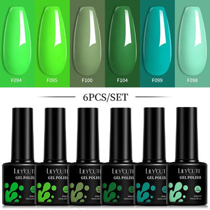 6Pcs/Set Macaron Color Gel Nail Polish Set Kit Spring 6 Colors UV LED Nail Art Gel Vernis Semi Permanent Base Top Coat - Shop & Buy