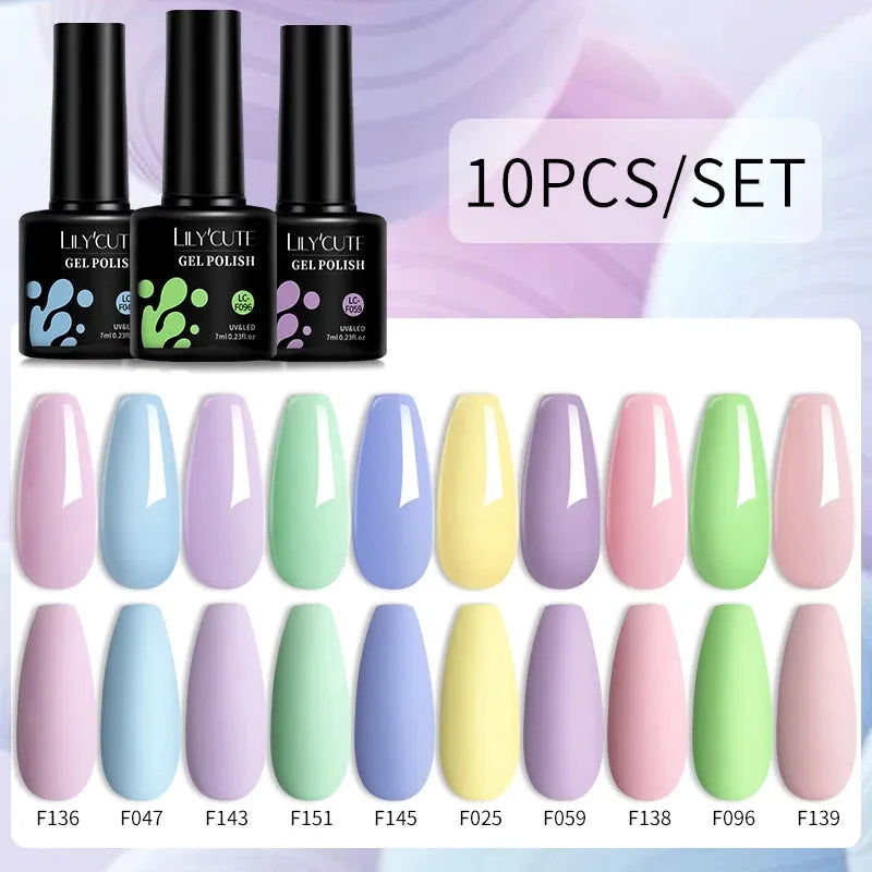 10PCS/Set Gel Nail Polish Brown Earth Coffee Color Series Gel Semi Permanent UV LED Gel Nail Art Soak Off Nail Gel Set - Shop & Buy