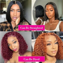 Load image into Gallery viewer, Put On And Go 4x4 Bob Lace Front Wigs 180% Density Kinky Curly Pre Cut 4x4 Lace Closure Wig Kinky Curly Glueless Wigs
