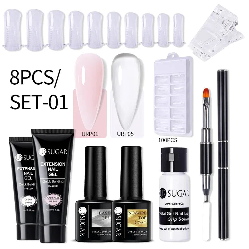 15ml Extension Gel Set Kits Semi Permanent Acrylic Hard Gel White Clear Nude Gel Nail Polish Nail Art Construction Gel - Shop & Buy