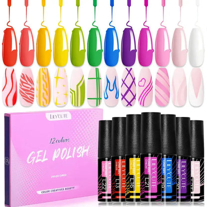 12PCs 7ml Spring Macaron Nail Gel Polish Set Semi Permanent UV Gel For Manicure Soak Off Gel Nail Polish Kit Varnishes - Shop & Buy