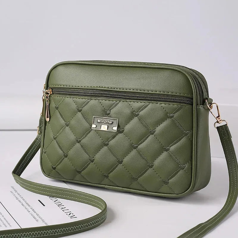 Women's One Shoulder Small Square Handbag New Cross Border Foreign Trade Lingge PU Crossbody Versatile Small Messenger Bag - Shop & Buy