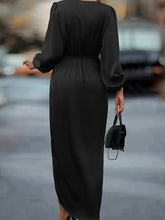 Load image into Gallery viewer, Solid Color Casual Dress Split Hem Elegant Party Dresses Woman Lantern Sleeve Maxi Dress
