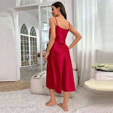 Load image into Gallery viewer, New Sexy Solid Color Long Nightdress Women&#39;s Pajamas Ice Silk Sexy Seductive Silk Stain Halter Pajamas Fashion Home Wear
