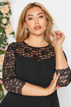 Load image into Gallery viewer, Plus Size 3/4 Lace Sleeve Spring Autumn Elegant Party Dress Women Black Flt Flare Midi Dress Large Size
