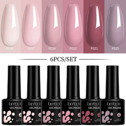 6Pcs/Set Macaron Color Gel Nail Polish Set Kit Spring 6 Colors UV LED Nail Art Gel Vernis Semi Permanent Base Top Coat - Shop & Buy