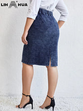 Load image into Gallery viewer, Women&#39;s Plus Size Denim Skirt Autumn Chic Elegant Skirt For Chubby Women Knitted Cotton Skirt
